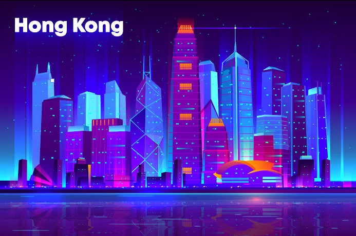 未来科技科幻霓虹灯渐变绚丽城市建筑夜景灯光插画AI/PSD设计素材100套【070】